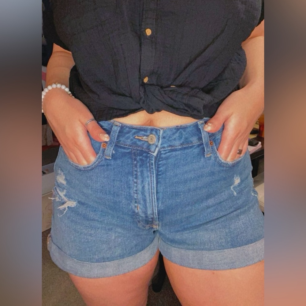 Old navy blue Jean shorts (shirt not for sale)